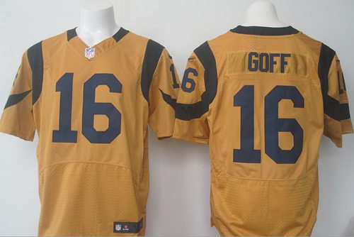 Rams #16 Jared Goff Gold Men's Stitched NFL Elite Rush Jersey